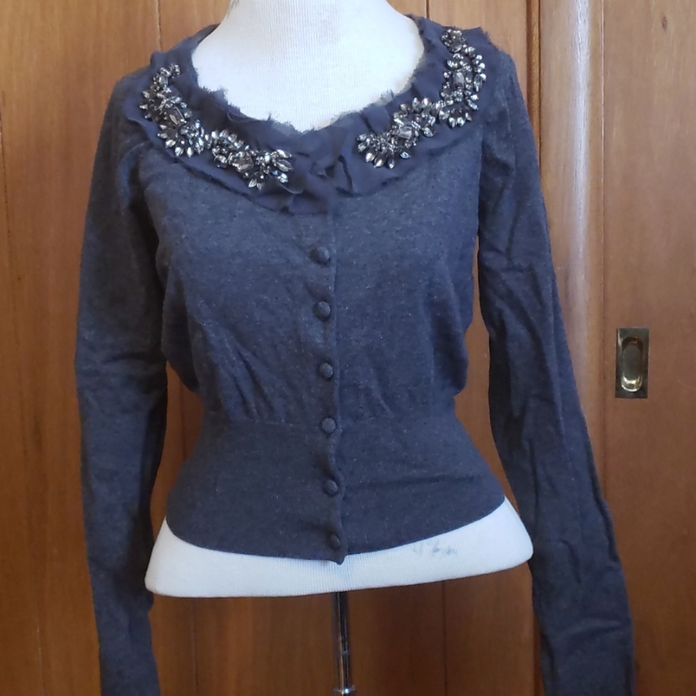 INC jeweled cardigan, M